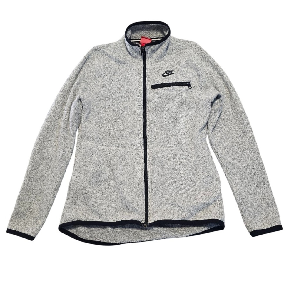 Nike Fleece Full Zip Jacket Women‎ Size M Gray Marled Gorpcore Athleisure Hiking